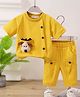 Mark & Mia Cotton Half Sleeves Puppy Applique T-Shirt & Pant Set - Yellow