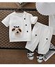 Mark & Mia Cotton Half Sleeves Puppy Applique T-Shirt & Pant Set - White