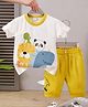 Mark & Mia Cotton Half Sleeves Animal Printed T-Shirt & Pant Set - Yellow