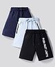 Primo Gino 100% Cotton French Terry Knit Knee Length Solid & Text Printed Shorts Pack of 3 - Multicolor