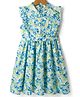 Mark & Mia Sleeveless Floral Printed Frock with Button Detailing - Blue