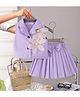 Mark & Mia Sleeveless Floral Applique Top & Skirts Set With Bow - Lavender
