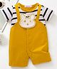 Mark & Mia Cotton Half Sleeves Striped Romper With Embroidered Bunny Applique - White & Mustard