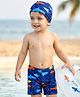 Babyhug Sea Life Printed Swimming Trunk With Cap - Navy Blue