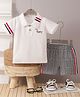 Mark & Mia Half Sleeves Polo T-Shirt & Checkered Shorts Set with Puppy Patch - Grey & White