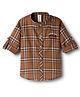 Dapper Dudes Full Sleeves Checked Shirt - Brown