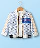 Dapper Dudes Full Sleeves Typography Printed Jacket With Stone Embellished Tee - White
