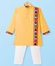 Dapper Dudes Full Sleeves Ethnic Embroidered Mirrorwork Detailed Kurta & Pyjama Set - Yellow