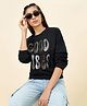 Pantaloons Junior Cotton Knit Full Sleeves Good Vibes Text Printed Light Winter Sweatshirt - Black