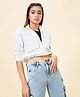 Pantaloons Junior Knit Full Sleeves Next Gen Text Printed Bomber Jacket - White