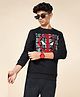 Pantaloons Junior Cotton Knit Marvel Featuring Full Sleeves Deadpool Printed Light Winter Sweatshirt - Black