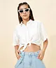 Coolsters by Pantaloons Viscose Woven Half Sleeves Solid Tie Up Detailed Top - White