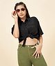Coolsters by Pantaloons Viscose Woven Half Sleeves Solid Tie Up Detailed Top - Black