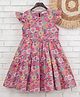 Mark & Mia Cotton Frill Sleeves Frock with Floral Print - Multicolor