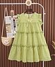 Mark & Mia Half Sleeves Frock With Bow Applique & Checks Print - Light Green