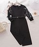 Mark & Mia Full Sleeves Solid Colour Jumpsuit with Floral Applique -  Black