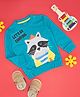 Pantaloons Junior Cotton Knit Full Sleeves Lets Go Camping Text Printed Light Winter Sweatshirt - Teal Blue