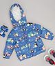 Pantaloons Baby Woven Full Sleeves Birds On The Tractor Printed Light Winter Quilted Hooded Jacket - Blue