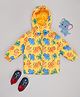 Pantaloons Baby Woven Full Sleeves Animals Printed Light Winter Quilted Hooded Jacket - Yellow