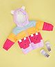 Pantaloons Baby Woven Full Sleeves Colour Blocked Animal Face Applique Detailed Light Winter Quilted Hooded Jacket - Multi Colour