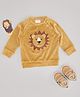 Pantaloons Junior Knit Full Sleeves Lion Applique Detailed Light WInter Sweatshirt - Golden