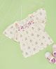 Pantaloons Baby Cotton Woven Half Sleeves Floral Embroidered Top - Off White