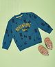 Pantaloons Baby Cotton Knit Full Sleeves Adventure Time Text Printed Winter Sweatshirt - Blue