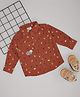 Pantaloons Baby Cotton Woven Full Sleeves Animals & Birds Printed Shirt - Rust Orange