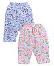 Parrot Crow Cotton Knit Pack Of 2 Floral & Rainbow Printed Capris - Baby Pink & Teal Blue
