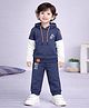BAD BOYS Cotton Knit Full Doctor Sleeves Typography Printed Hooded Tee & Joggers Set - Blue
