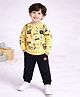 BAD BOYS Cotton Knit Full Sleeves Graffiti Style Text Printed Tee & Joggers Set - Yellow