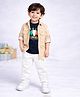 BAD BOYS Cotton Knit Full Sleeves Italia Text Printed Shirt With Tee & Pant Set - Mustard