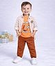 BAD BOYS Cotton Knit Textured Full Sleeves Motifs Printed Shirt With Tee & Pant Set - White
