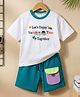 Mark & Mia Cotton Knit Half Sleeves Oversized T-Shirt & Shorts Set with Vacation Print - Multicolor
