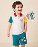 Mark & Mia Cotton Knit Half Sleeves Polo T-Shirt & Shorts Set With Tipping Collar & Alligator Badge - Multicolor