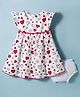 Dew Drops Poplin Woven Sleeveless Heart Printed Flared Frock with Bloomer - Off White