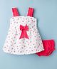 Dew Drops Poplin Woven Sleeveless Frock with Floral Print & Bloomer - Maroon
