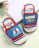 Babyoye Disney Back Strap Closure Striped Slider Style Flip Flops With Winnie the Pooh Graphic - Red
