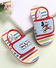 Babyoye Disney Back Strap Closure Striped Slider Style Flip Flops With Mickey Mouse Graphic - Red