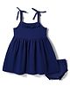 Babyhug Single Jersey Knit Frocks with Bloomer/Shorts Tie-Up Shoulder Straps Navy 3-4 Years