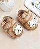 KIDSUN Teddy Applique Detailed Velcro Closure Booties  - Brown