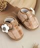 KIDSUN Front Star Applique Detailed Velcro Closure Booties - Brown