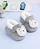 KIDSUN Teddy Bear Face Applique & Plush Detailed Booties - Grey