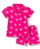 Doodle Poodle 100% Cotton Knit Half Sleeves Shirt & Shorts Co-ord Night Suit with Rainbow Print - Pink