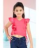 Lei-Chie Woven Frill Sleeves Solid Top - Pink