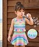 Mark & Mia Sleeveless Striped & Text Printed Two Piece Swimsuit - Multicolour