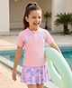 Pine Kids Half Raglan Sleeves Printed Two Piece Swimsuit - Pink