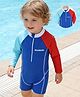 Mark & Mia Raglan Full Sleeves Solid Legged Swimsuit - Blue
