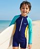 Pine Active Raglan Full Sleeves Legged Swimsuit - Navy Blue