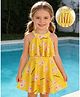 Mark & Mia Sleeveless Frock Swimsuit With Floral Print - Yellow